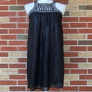 Madison Marcus Silk Metallic Lattice Black Silver Tunic Mini Dress 👗